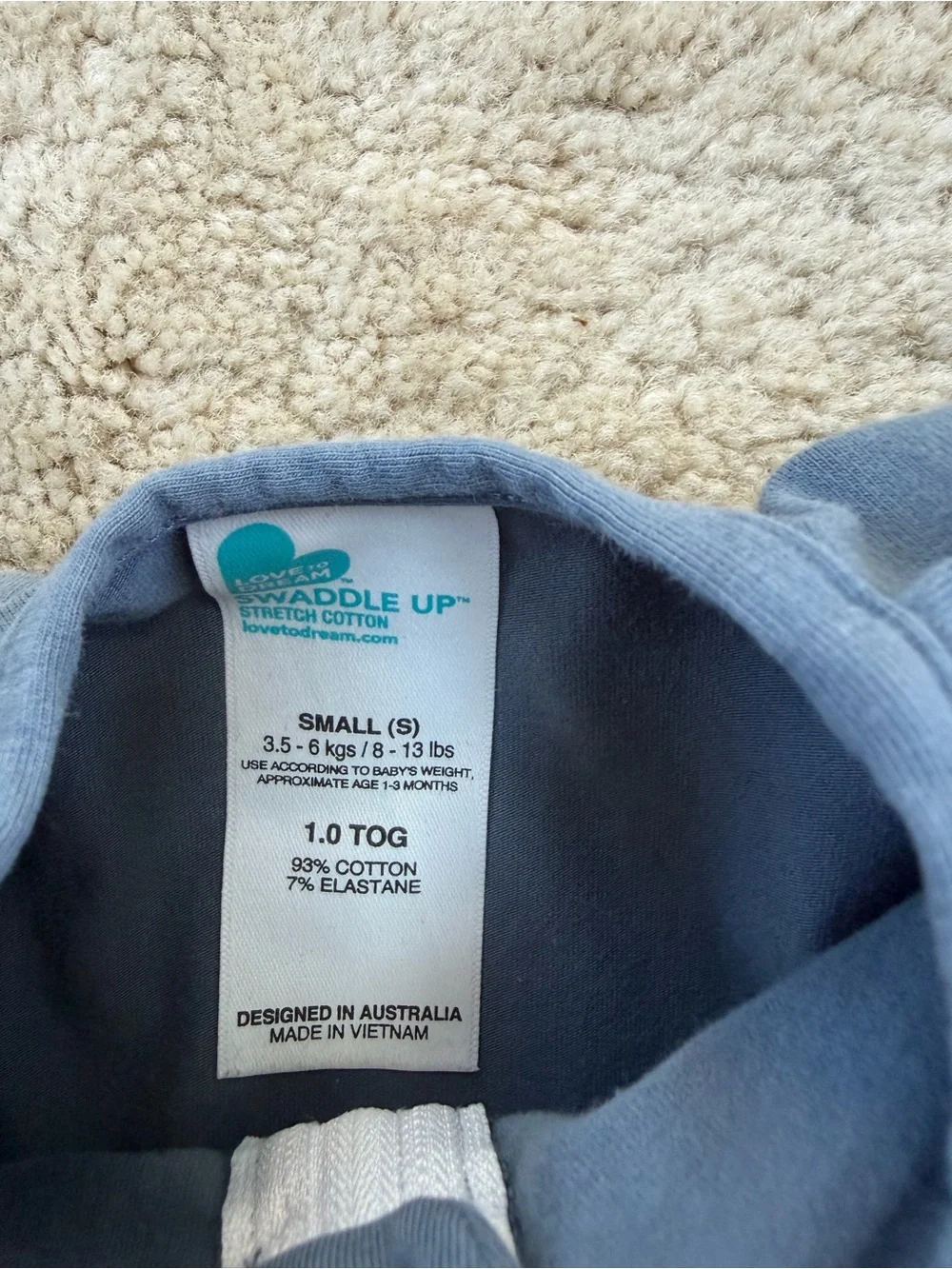Love To Dream Blue Swaddle Up Size Small, 0-3 Months, 1.0 TOG